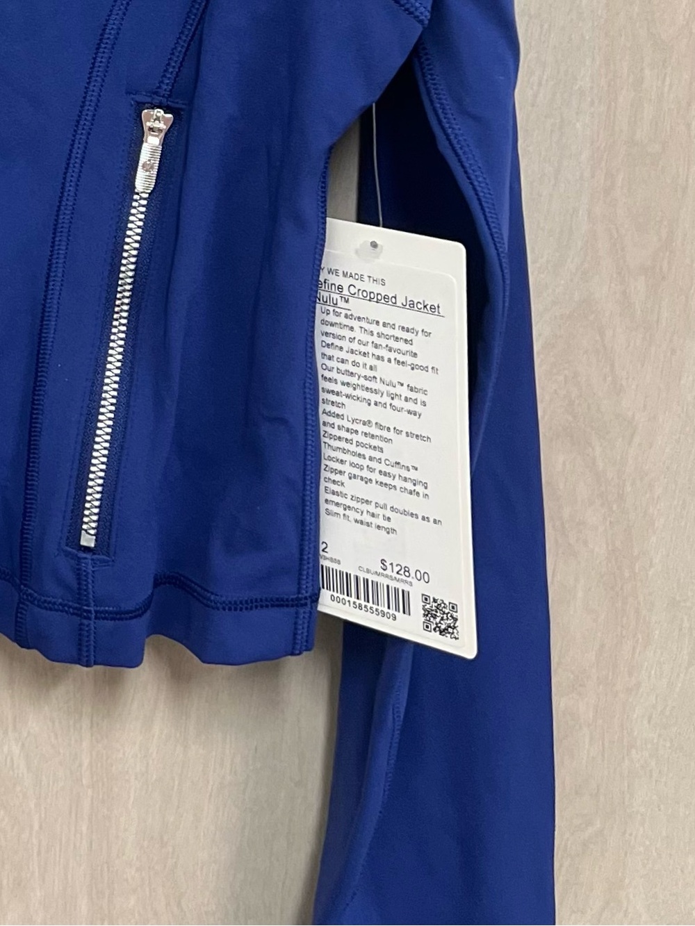 NWT Lululemon Define Cropped Jacket Nulu Club Blue Mirror Silver Size 12 - Picture 6 of 7